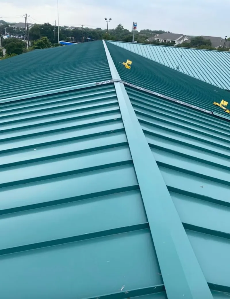 Green commercial metal roof ridge and valley for Metal Roof Repair in Hermitage